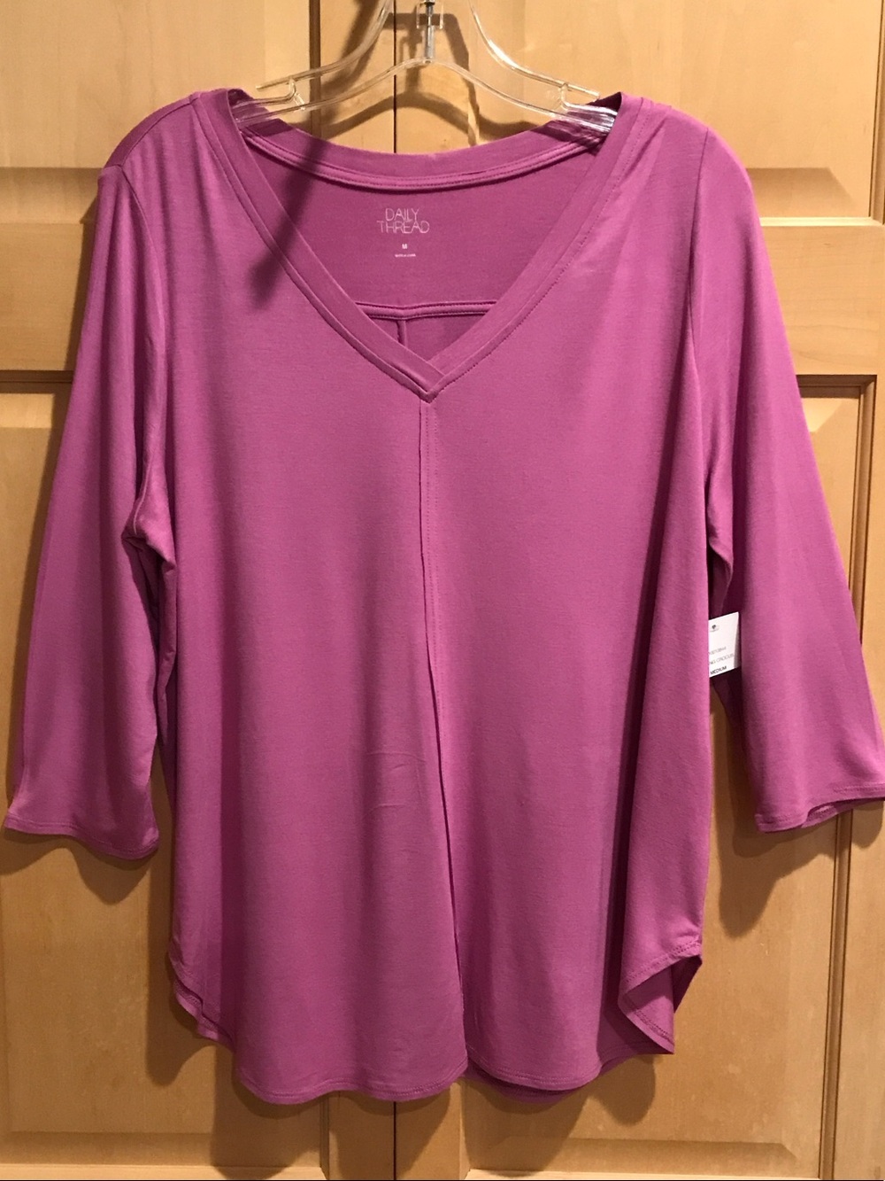 New Daily Thread V-Neck Long Sleeve Top in Berry Mauve